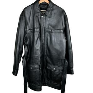 Wilsons Leather Coat Jacket Men's Size Large Black‎ Thinsulate Waterproof Heavy